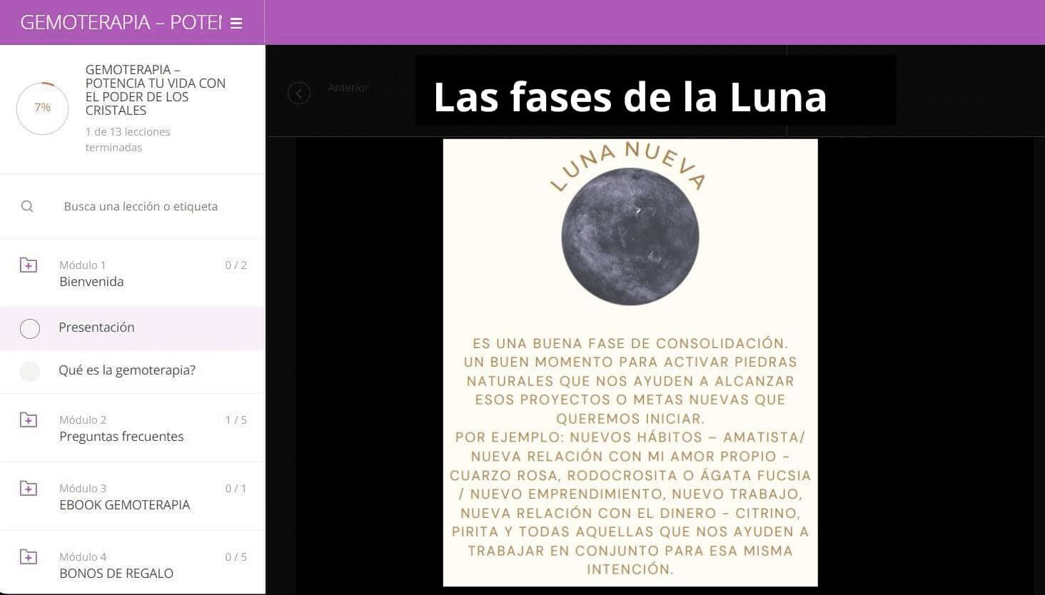 fases curso gemoterapia cristales y piedras